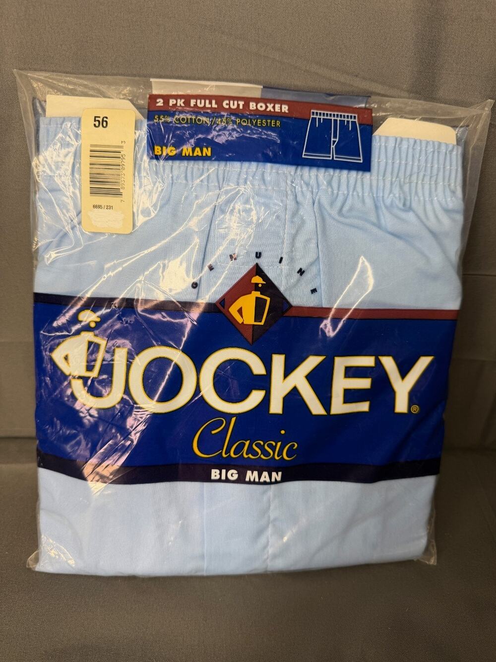 Vintage Jockey Classic Big Man Full Cut Boxers Underwear 56/58 5x (2 Pack) Blue